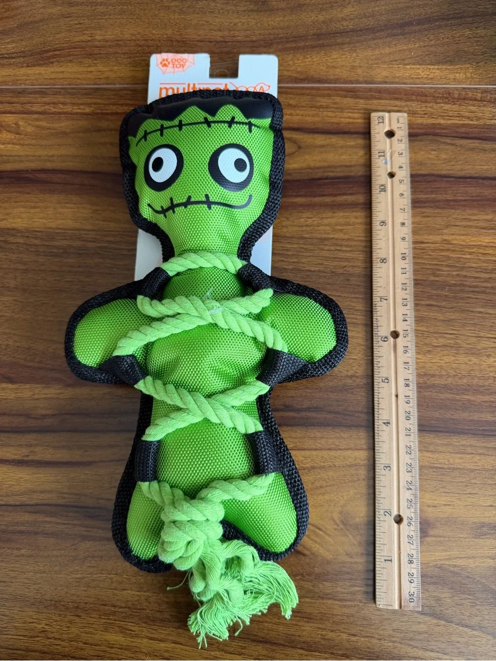 Green Monster Rope Plush Dog Toy - Durable Interactive Play